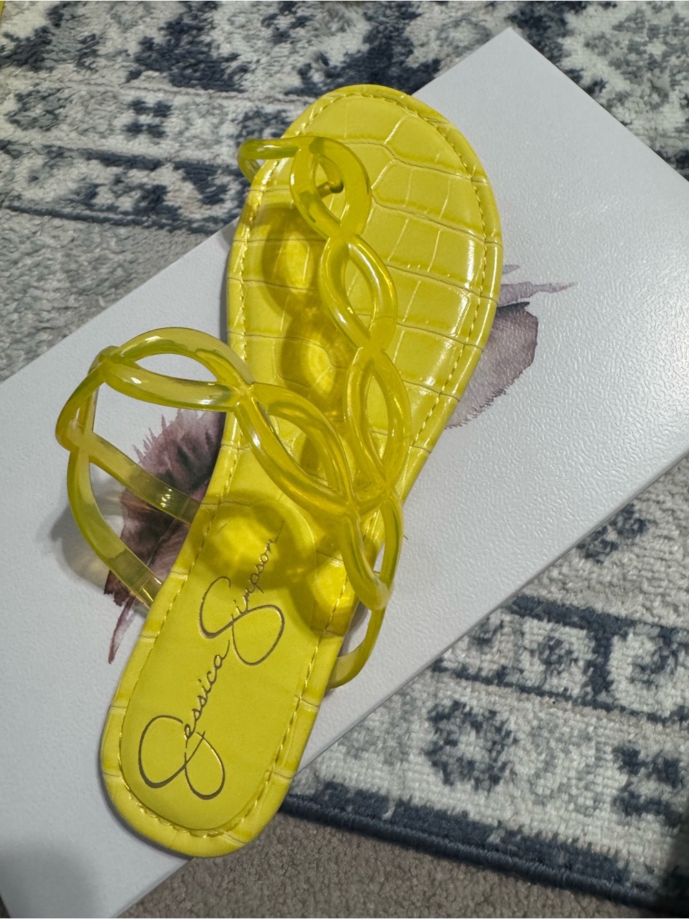 Jessica Simpson Bright Yellow Braided Jelly Slide Sandal